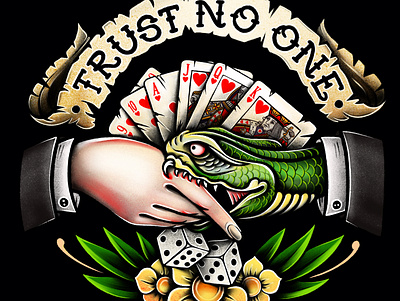 Trust No One illustration print design snake tattoo traditional tattoo