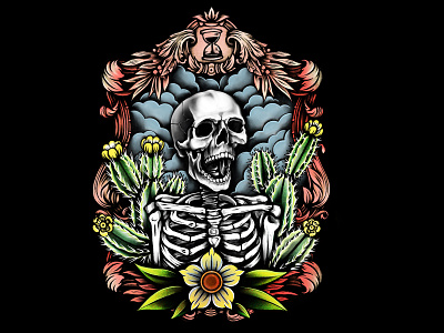Skull design illustration tattoo traditional