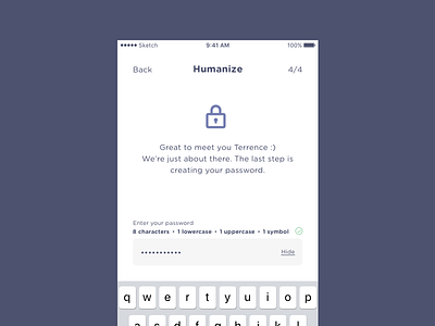 Humanize - Onboarding, Password