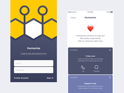 Humanize - Talk Now comfort design mental health support ui ux writing