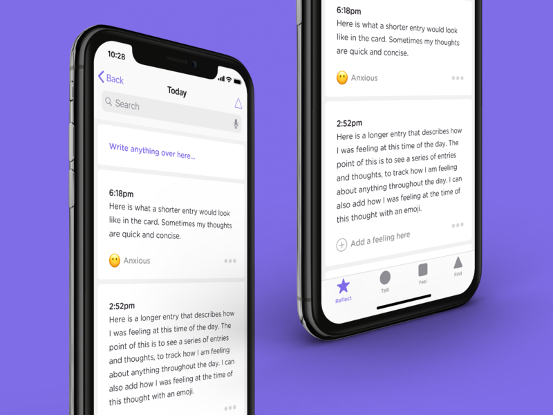 Humanize - Reflect emoji entry feed feelings ios journal reflection ui