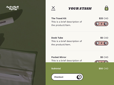 Another Room — Shopping Cart branding cannabis shopify shopping cart ui ux