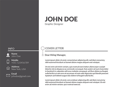 Gray/White Resume + Cover Letter Template art color cover cv design design gray illustrator letter resume resume design template template design white