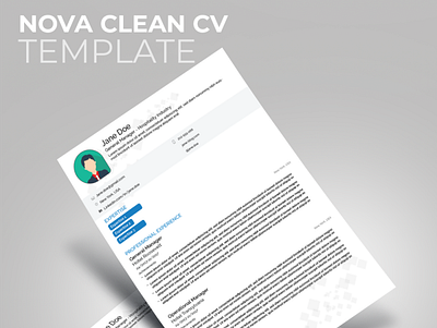 Nova Clean CV Templete cv design design freebie illustrator minimalist resume resume clean resume design simple template