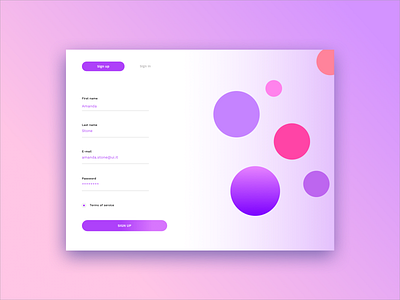 Daily UI #001 001 daily ui 001 dailyui gradient gradient color light orange pink purple sign in sign up violet