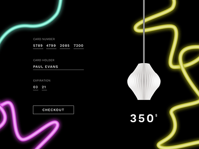 Daily UI #002 80s 80s style card card checkout cmyk cyan daily ui 002 dark lamp light neon pink vaporwave white yellow
