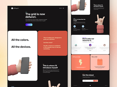 Offthegrid - Landing page 3d illustrations colorful design landing page typography ui