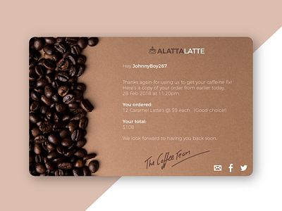 Dailyui 017 Email receipt 020 coffee dailyui design electronic email interface receipt ui