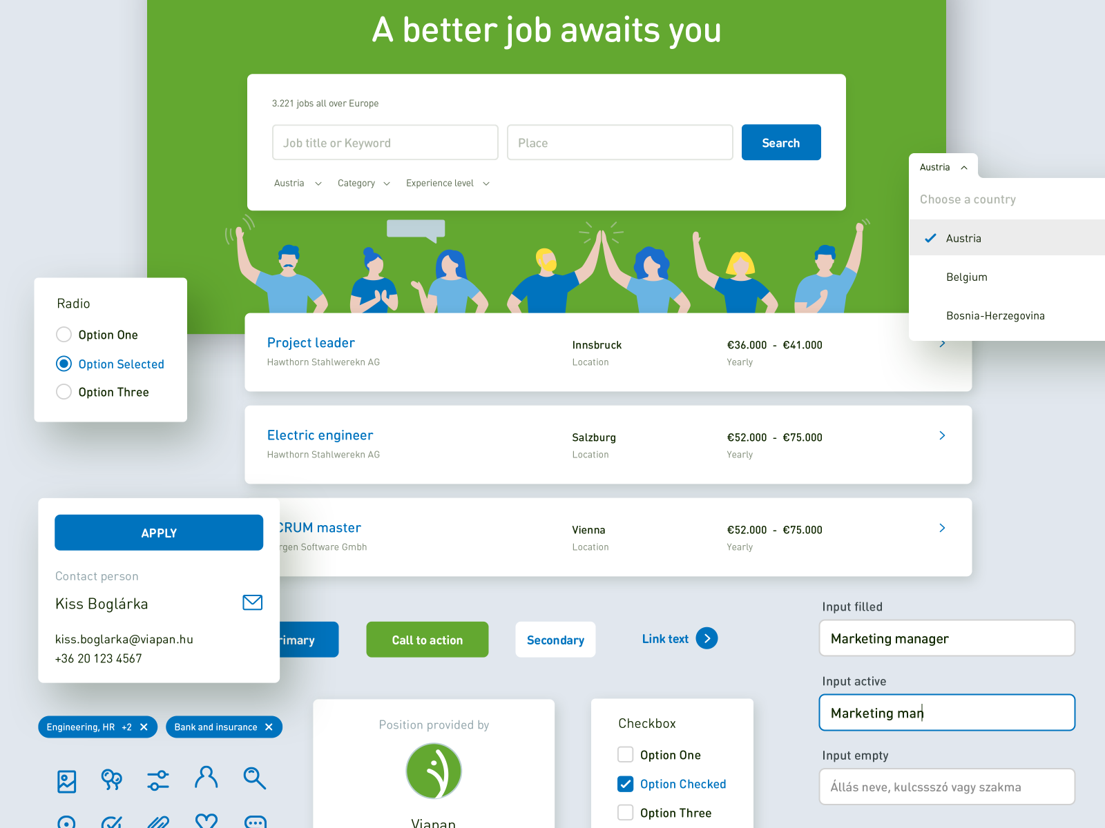 UI elements for a job board portal by Bence Husi on Dribbble