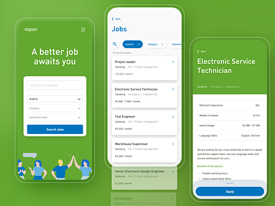 Job portal mobile web UI