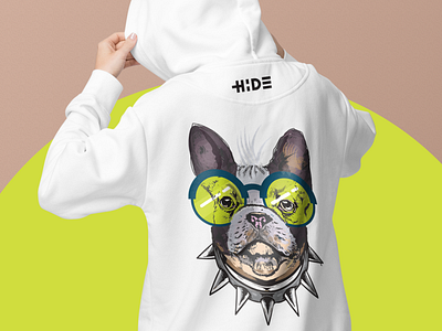 Hide apparel design branding design dog dog illustration french bulldog frenchie graphic design hoodies i wear my sunglasses at night illustration logo streetwear sunglasses vector