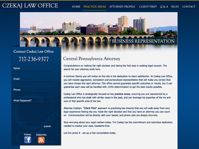 New Czekaj Law Office Website blue css sprite expressionengine gradient jquery texture web design xhtml
