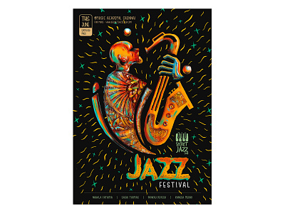 Jazz Festival Illustration Poster art dribbble graphic design illustraion instrument jazz music photoshop poster poster art poster design traditional art vibe vibrant