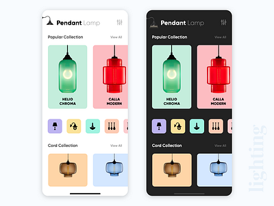 Pendant Lamp App UI Design Concept app app ui kit design lamp lamp ui lighting ui ui design ux