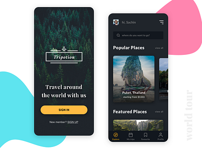 Travel UI design Concept app app design black branding creative design designui dribbble flat illustration interface minimal simple travel ui ux