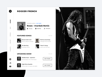 Music Artist Theme UI Design design landing page landingpage music theme design ui design uidesign webdesign