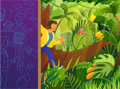Start Illustration adobe illustrator character colours illustration jungle office vector