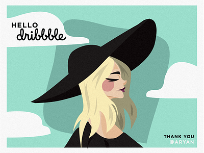 Hello Dribble ! 🏀 blonde cloud illustration inspiration inspo minimalist paper paper art paulette studio travel woman