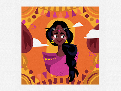 Illustration : India 🐘 character design girl illustration india indian inspiration paper art paulette studio travel woman