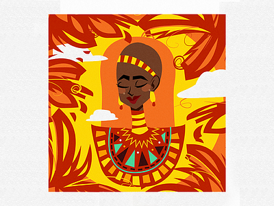 African 🦁 africa african color dribbble dribble illustration inspiration paper art paulette studio woman
