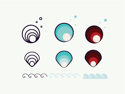 Oceanic explorations 1/2 branding icon iterations logo pattern sea shells