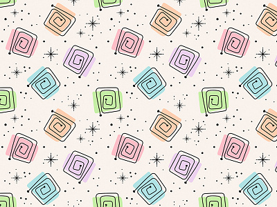 Starburst Hangover artwork atomic design fifties illustration pastel pastels pattern retro seamless