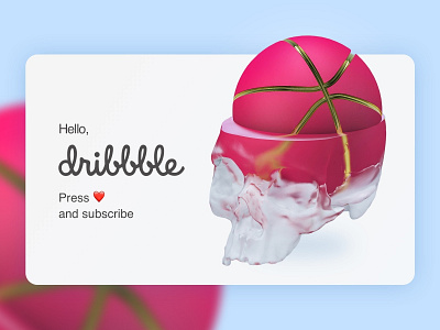 Hello, Dribbble! 3d ball blue c4d c4d42 cinema4d debut glass matt pink render skull transparent