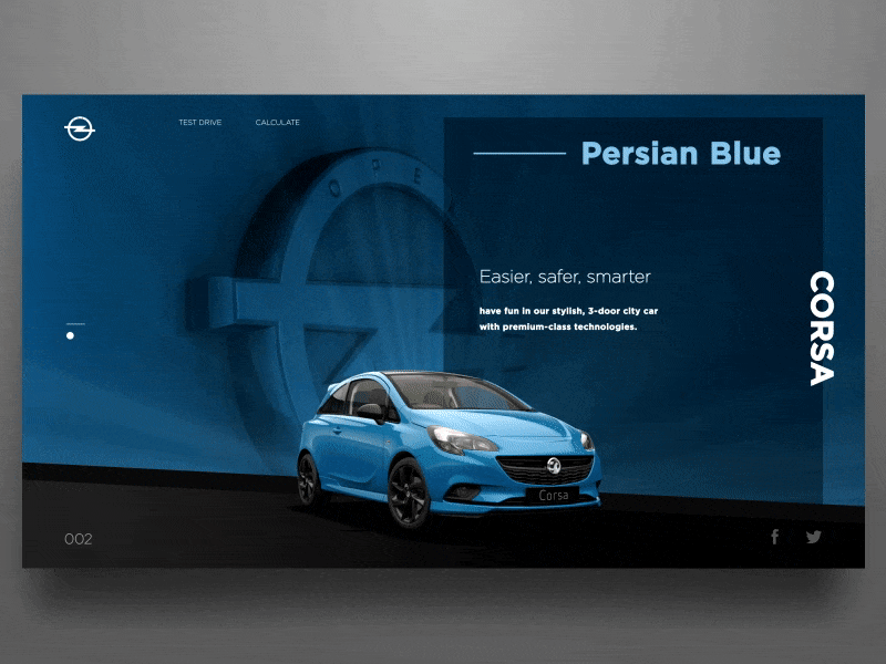 Corsa Colours - website concept 3delement ae animation blue car colours corsa opel red site web