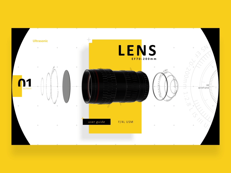 Lens 3Decomposition 3d ae animation camera canon element lens motion photo wireframe