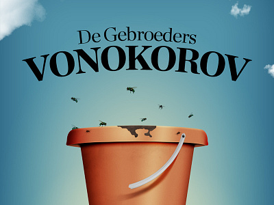 Flyer for The Vonokorov Brothers blue bucket flies flyer orange skeumorphic is awesome typography