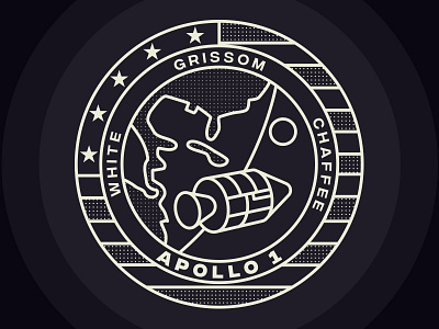 Apollo - Mission Patch Apollo 1 apollo icon illustration lineart moon rockets saturn space