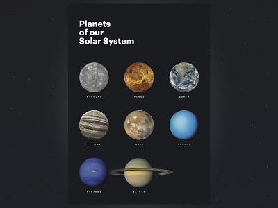 Planets Of Our Solar System design earth illustration planets poster print space space art typography