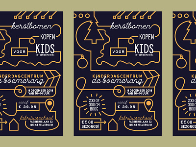 Kerstbomen voor Kids charity christmas design flyer flyer artwork illustration line art print typography vector