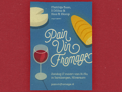 Pain Vin Fromage branding design illustration marketing poster print typography vector vintage