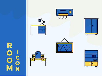 Room Icons in Outline Filled Style