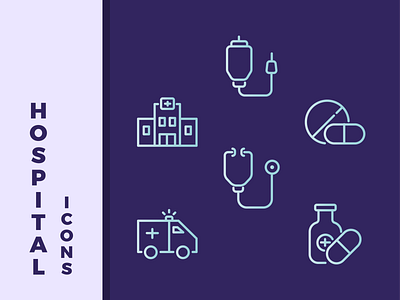 Hospital Icons in Outline Style
