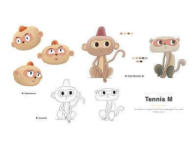 Tennis M 02 animal animation character design childrensbooks concept art digital art doodle illustration kidlitart monkey player tennis visual development
