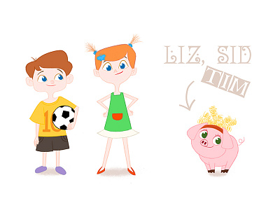 Kids and Their Pet Pig character design childrensbooks concept art illustration kidlitart visual development
