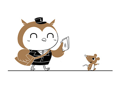 Oli the Mailman and His Assistant Renie animal animation character design childrensbooks concept art digital art illustration kidlitart owl rat visual development