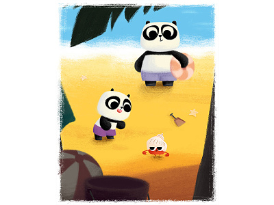 Pandas on the Beach animal animation beach character design childrensbooks concept art digital art illustration kidlitart panda visual development