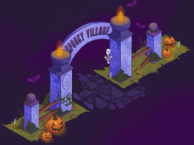 spookyvillage background halloween illustration village