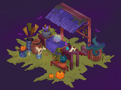 spooky village . Tianguis magico digital illustration digitalart halloween illustration magic perspective