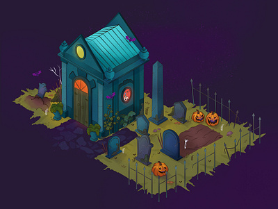 spooky village . Pachangón sorpresa digital marketing digitalart halloween illustrarion perspective