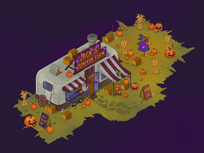 spookyvillage . calabaceando digital illustration halloween illustration perspective pumpkin