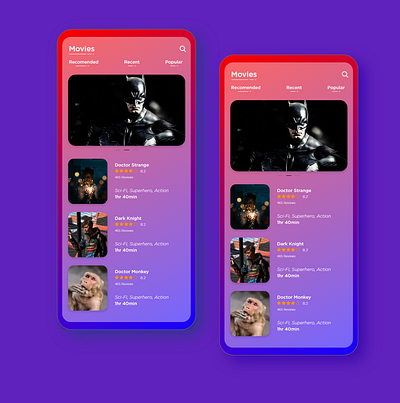 Movie recommendation App 100 days of design adobe xd batman design interaction design movie theater