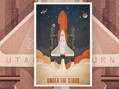 Poster Design burningman color illustration orange planet poster red shuttle space stars typography utah