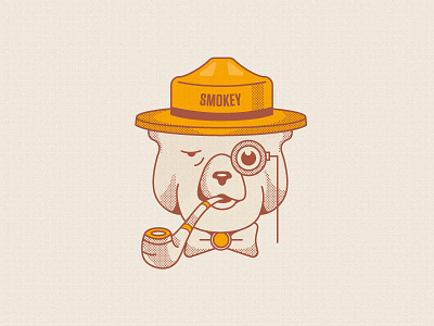 Only You Prevent Fun animal bear hat icon illustration logo screen print smokey yellow