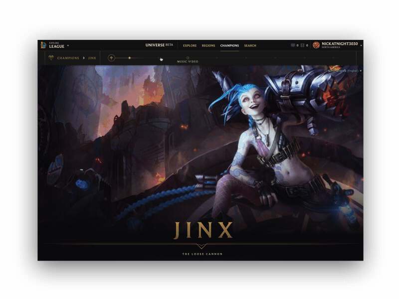 League of Legends Snippet animation clean dashboard game gif homepage landingpage riot typography web