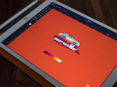 iPad Noob Designer camper editorial flat homepage illustration ios ipad orange texture ui ux vector