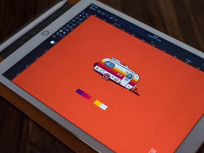 iPad Noob Designer camper editorial flat homepage illustration ios ipad orange texture ui ux vector